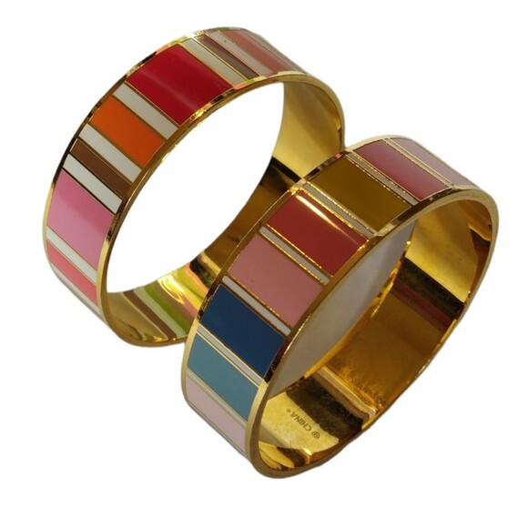 2 Coach Gold Stripe Bangle Bracelets